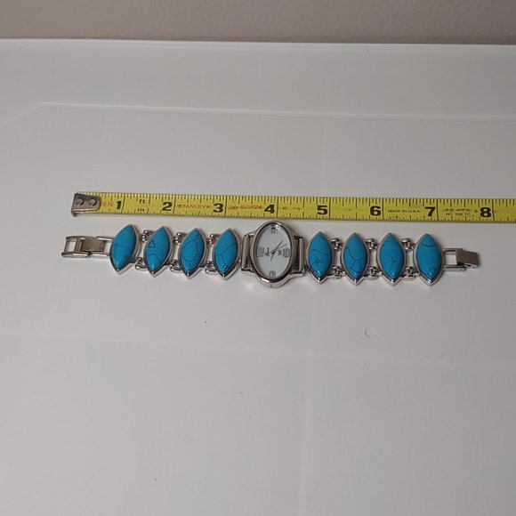 Silver Tone Metal And Blue Plastic Watch - Picture 8 of 12